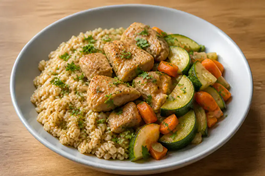 Ghanaian Fatty-Liver-Caution Chicken Oat Vegetable Bowl