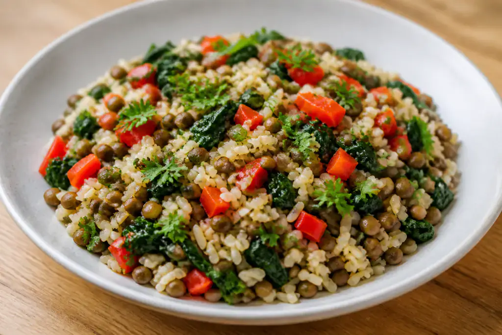 Anemia-Support Lentil Spinach Rice