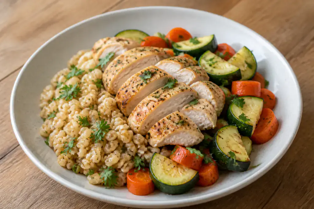Fatty-Liver-Caution Chicken Oat Vegetable Bowl
