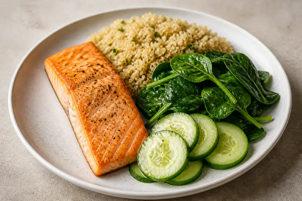 Fatty-Liver Caution Salmon Greens Plate