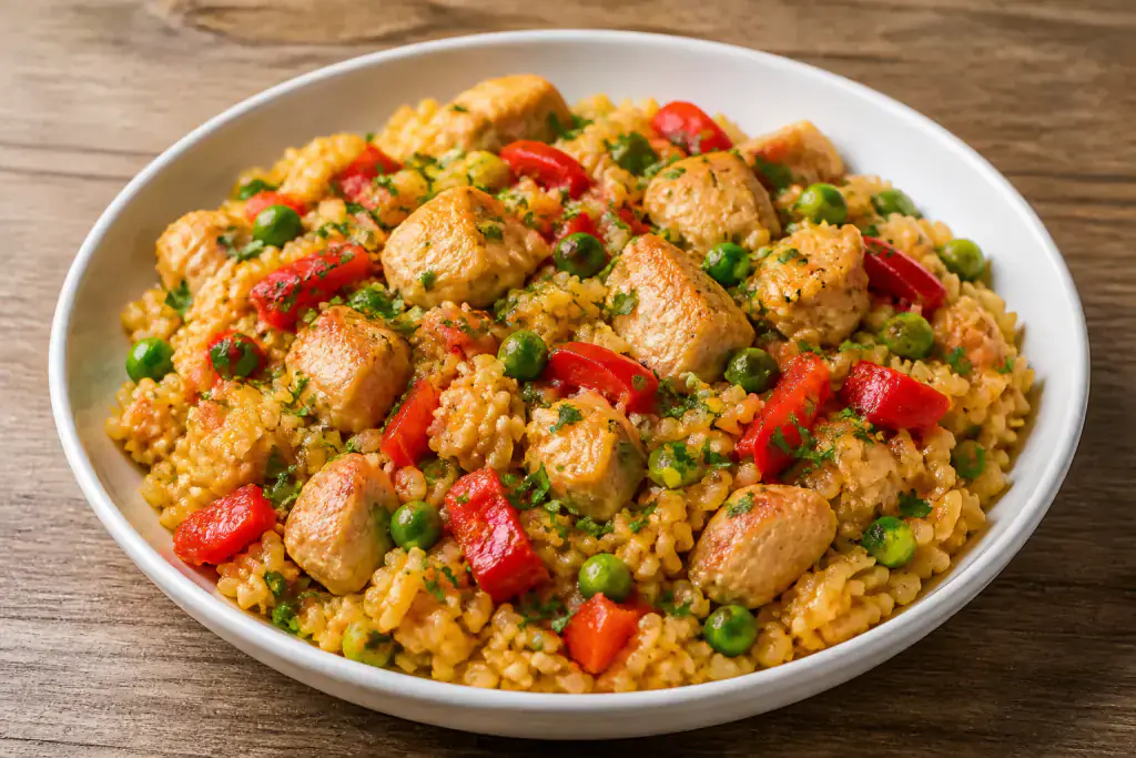 Shellfish-Free Paella-Style Chicken Rice