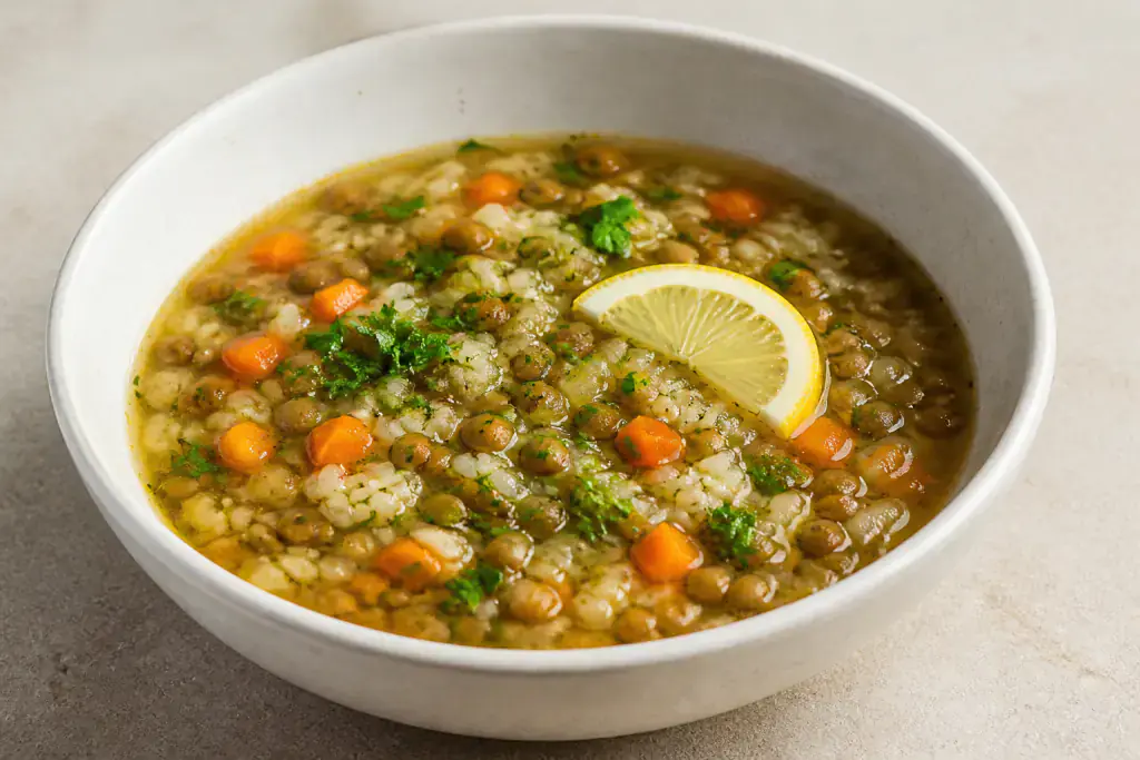 Greek Lentil Lemon Herb Soup