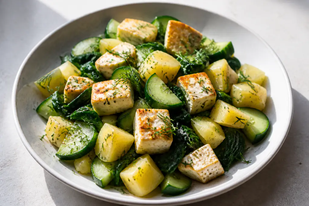 Haitian-Inspired Calcium-Support Paneer Potato Cucumber Bowl