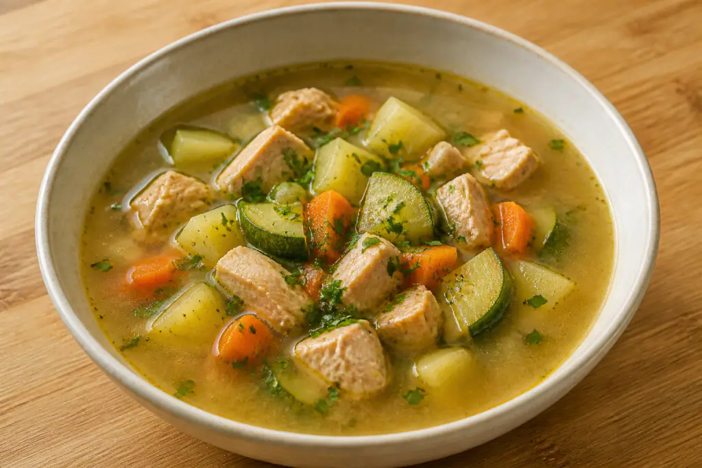 Haitian-Inspired GERD-Aware Turkey Potato Zucchini Soup