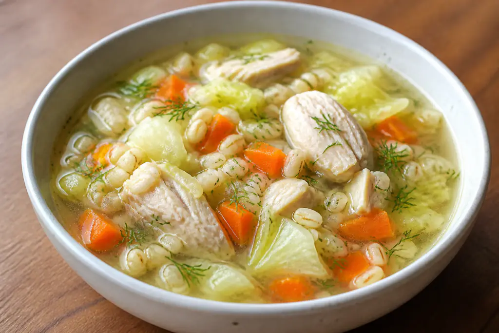 Haitian-Inspired Hypertension-Friendly Chicken Oat Cabbage Soup