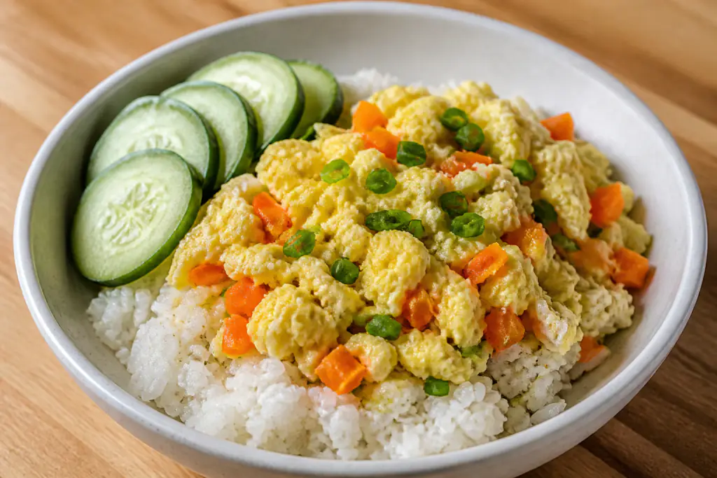 Haitian-Inspired Low-FODMAP-Style Egg Rice Carrot Bowl