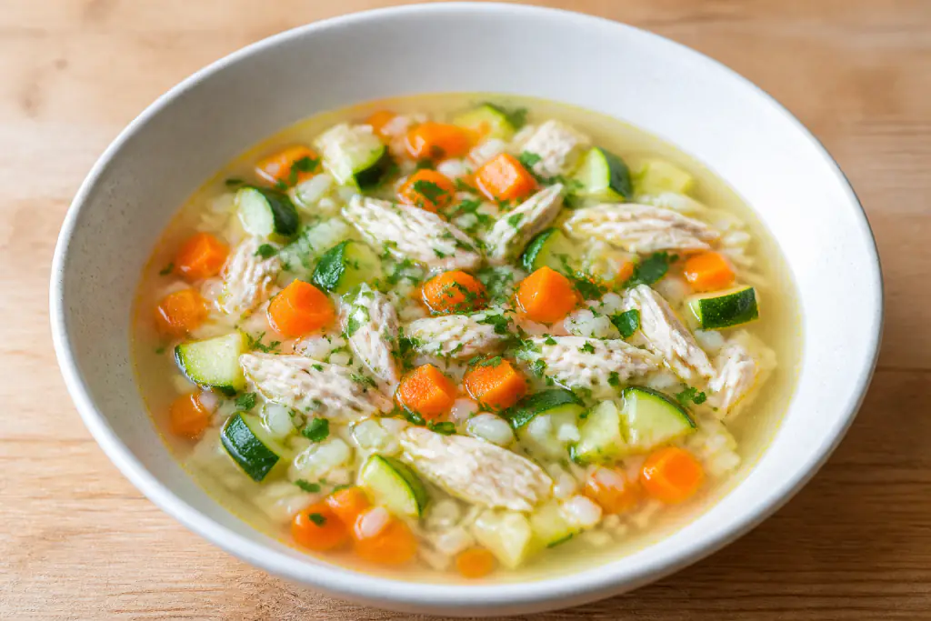 Hungarian-Inspired GERD-Aware Chicken Rice Carrot Soup