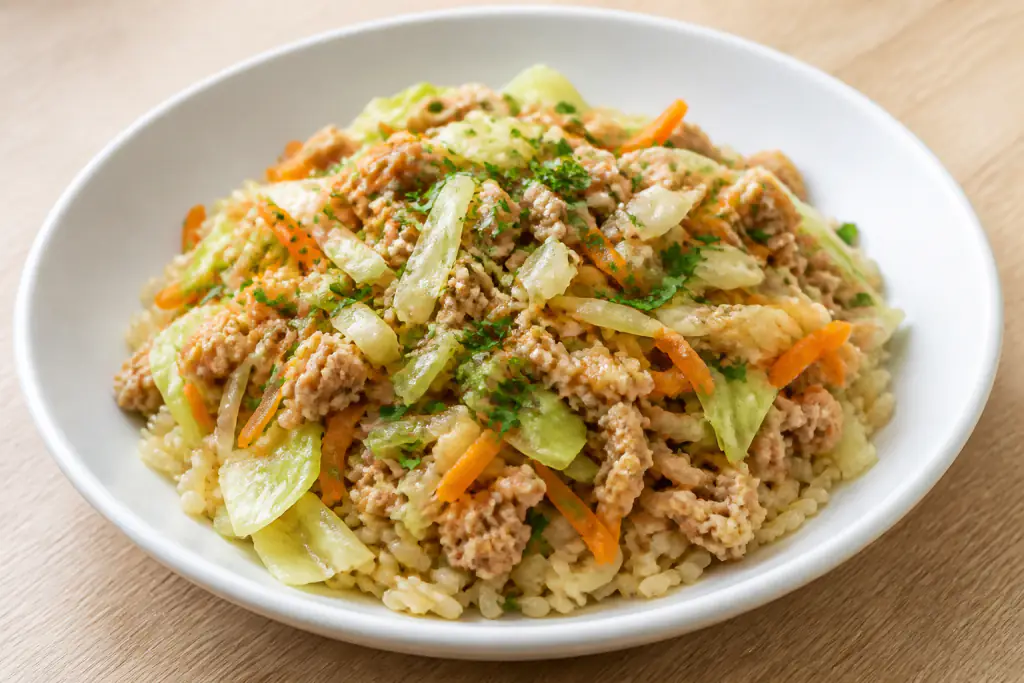 Hungarian-Inspired Hypertension-Friendly Turkey Brown Rice Cabbage Bowl