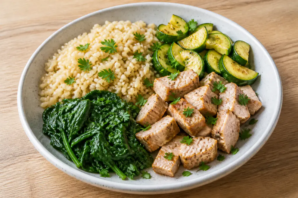 Icelandic-Inspired Fatty-Liver-Caution Turkey Brown Rice Greens Bowl