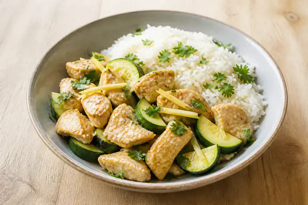 Indian GERD-Aware Chicken Rice Zucchini Bowl