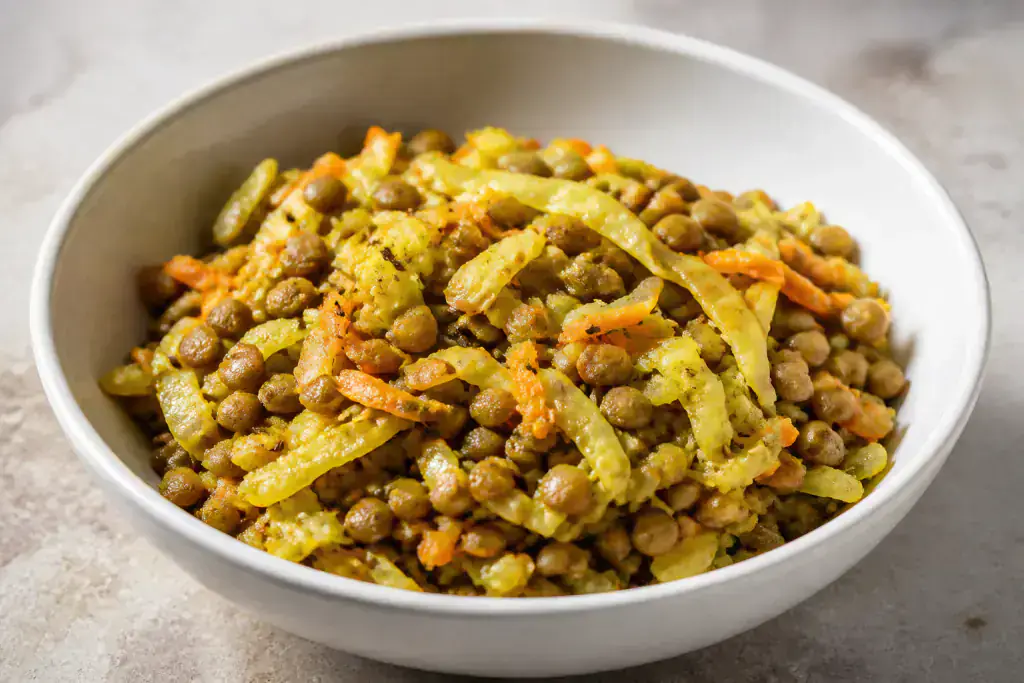 Indian Vegan Lentil Cabbage Carrot Bowl