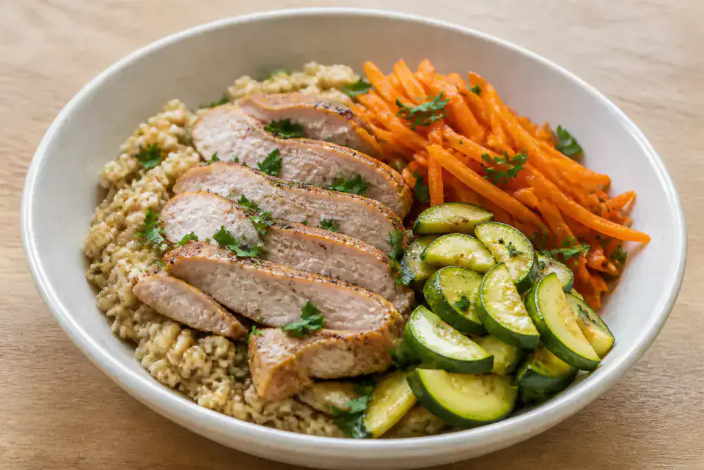 Indonesian Fatty-Liver-Caution Turkey Oat Zucchini Bowl