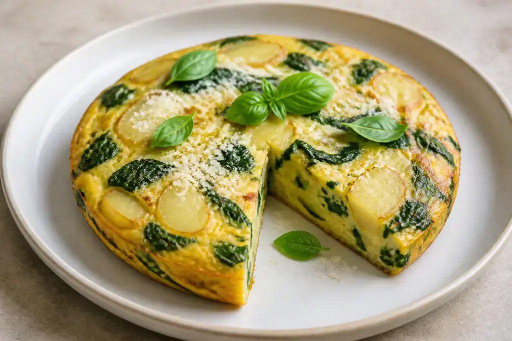 Italian Egg Spinach Potato Frittata Plate