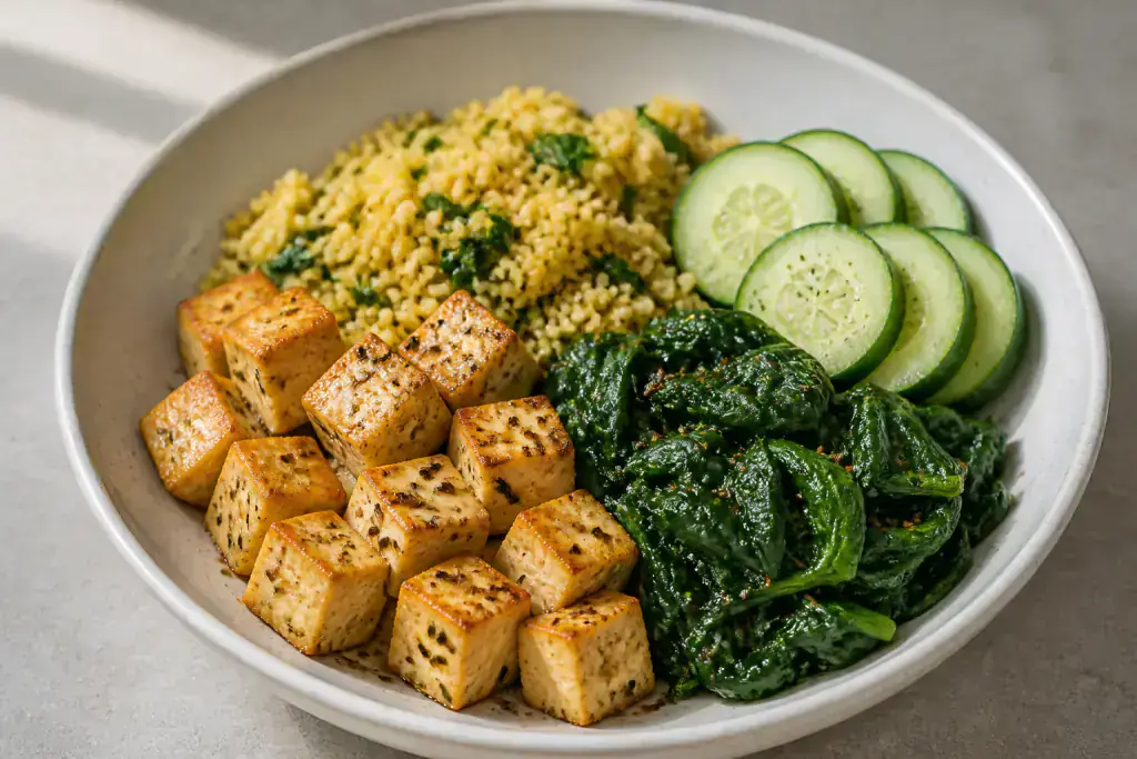 Italian-Inspired PCOS-Friendly Tofu Millet Greens Bowl