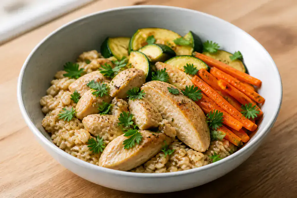 Japanese Fatty-Liver-Caution Chicken Oat Vegetable Bowl