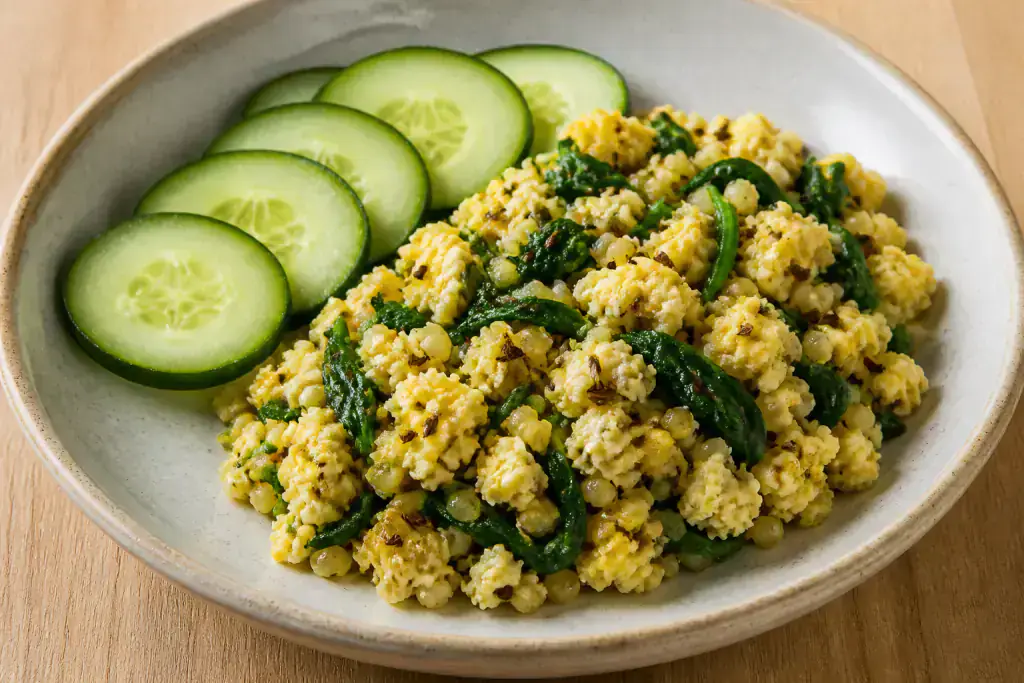 Japanese PCOS-Friendly Egg Millet Spinach Breakfast