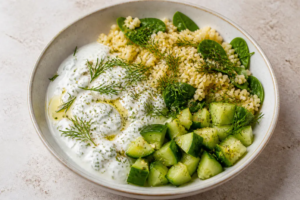 Jordanian-Inspired Calcium-Support Yogurt Millet Cucumber Bowl