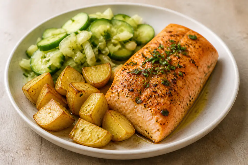 Jordanian-Inspired Heart-Healthy Salmon Potato Cabbage Plate