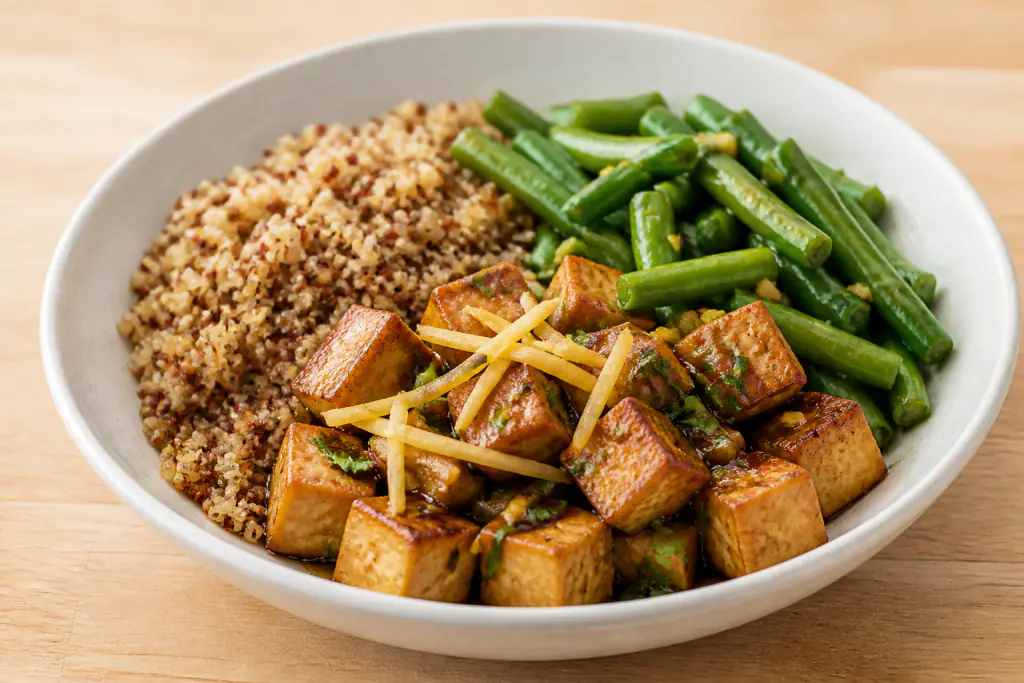 Kenyan-Inspired Diabetes-Friendly Tofu Quinoa Green Bean Bowl