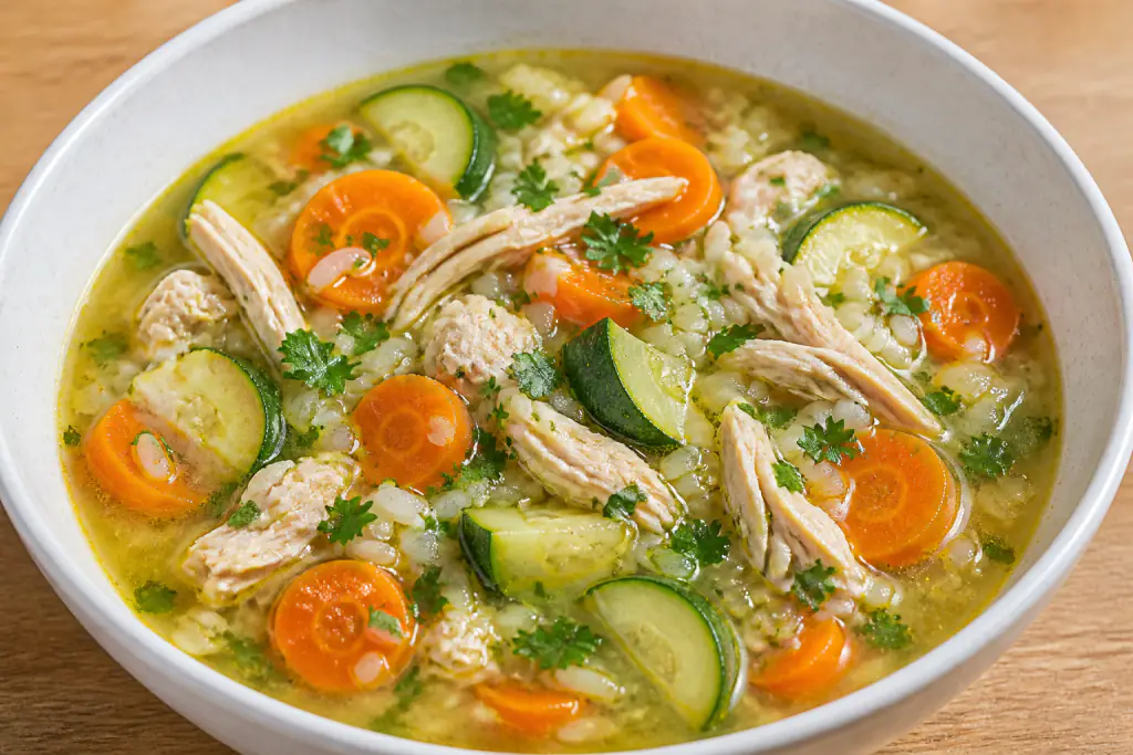 Kenyan-Inspired GERD-Aware Chicken Rice Carrot Soup