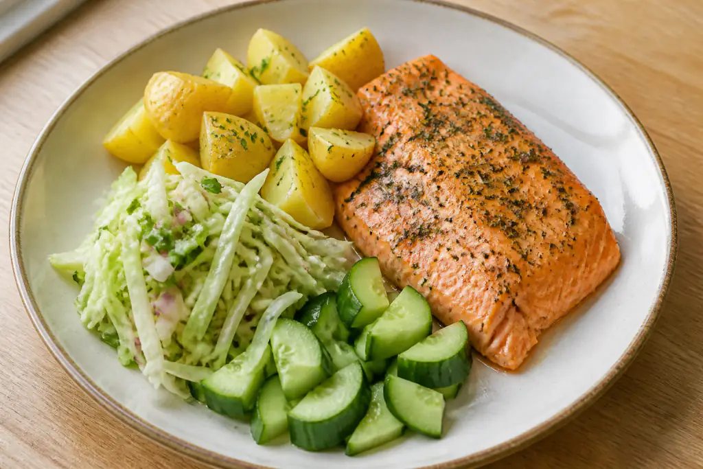 Kenyan-Inspired Heart-Healthy Salmon Potato Cabbage Plate