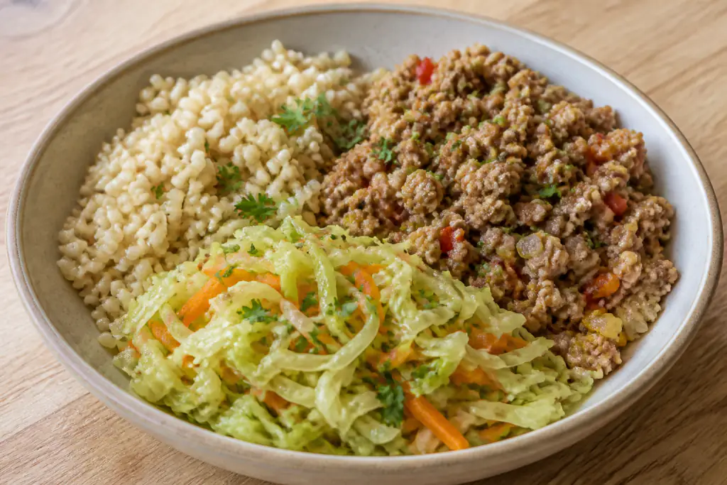 Kenyan-Inspired Hypertension-Friendly Turkey Brown Rice Cabbage Bowl