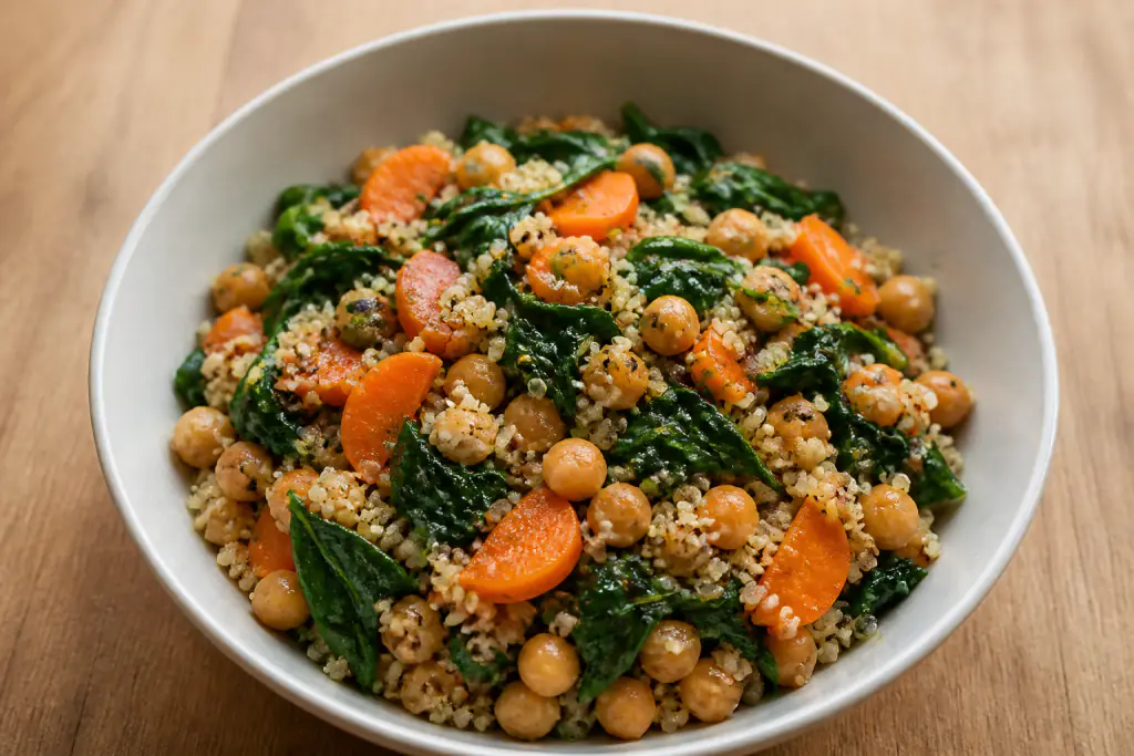 Latvian-Inspired Vegan Chickpea Quinoa Carrot Bowl
