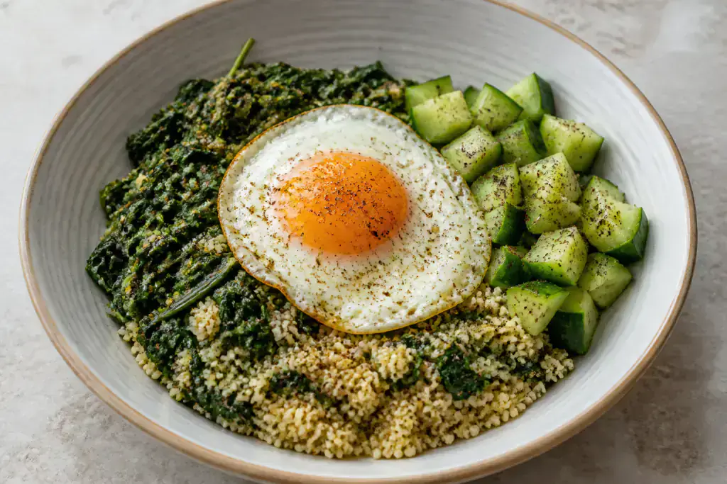 Lebanese PCOS-Friendly Egg Millet Spinach Breakfast