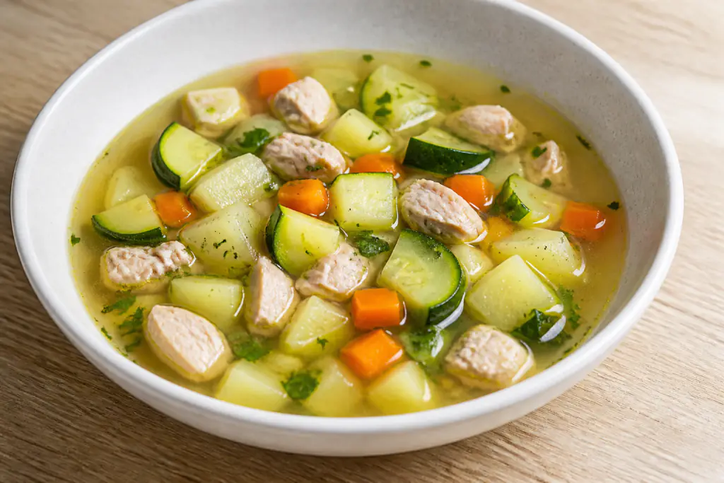 Lithuanian-Inspired GERD-Aware Turkey Potato Zucchini Soup
