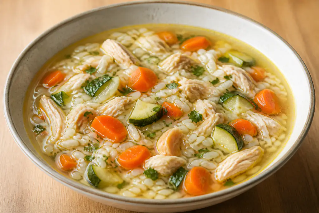 Malagasy-Inspired GERD-Aware Chicken Rice Carrot Soup