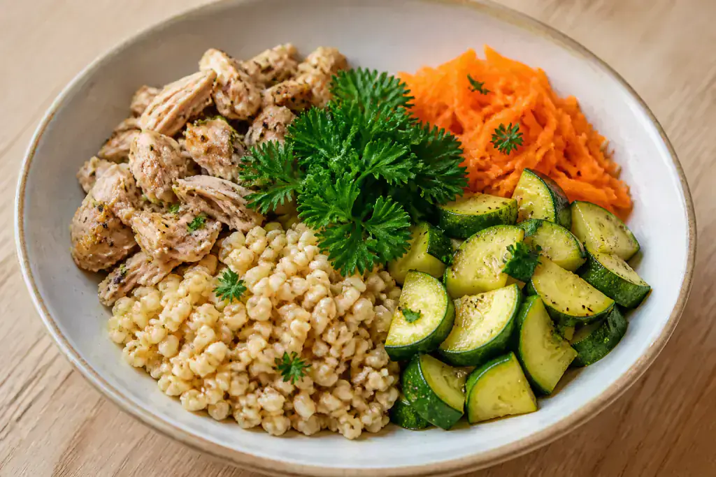 Malaysian Fatty-Liver-Caution Turkey Oat Zucchini Bowl