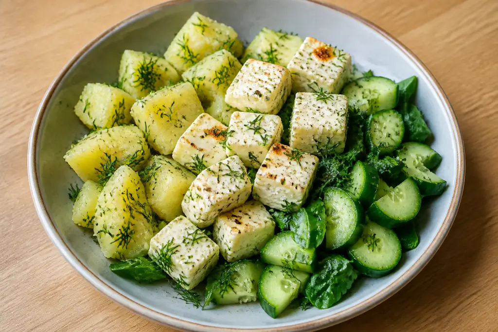 Moldovan-Inspired Calcium-Support Paneer Potato Cucumber Bowl