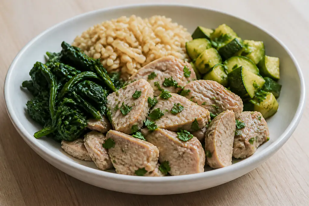 Moldovan-Inspired Fatty-Liver-Caution Turkey Brown Rice Greens Bowl