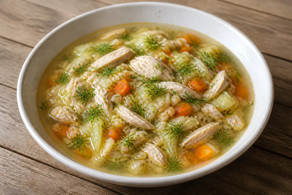 Moldovan-Inspired Hypertension-Friendly Chicken Oat Cabbage Soup