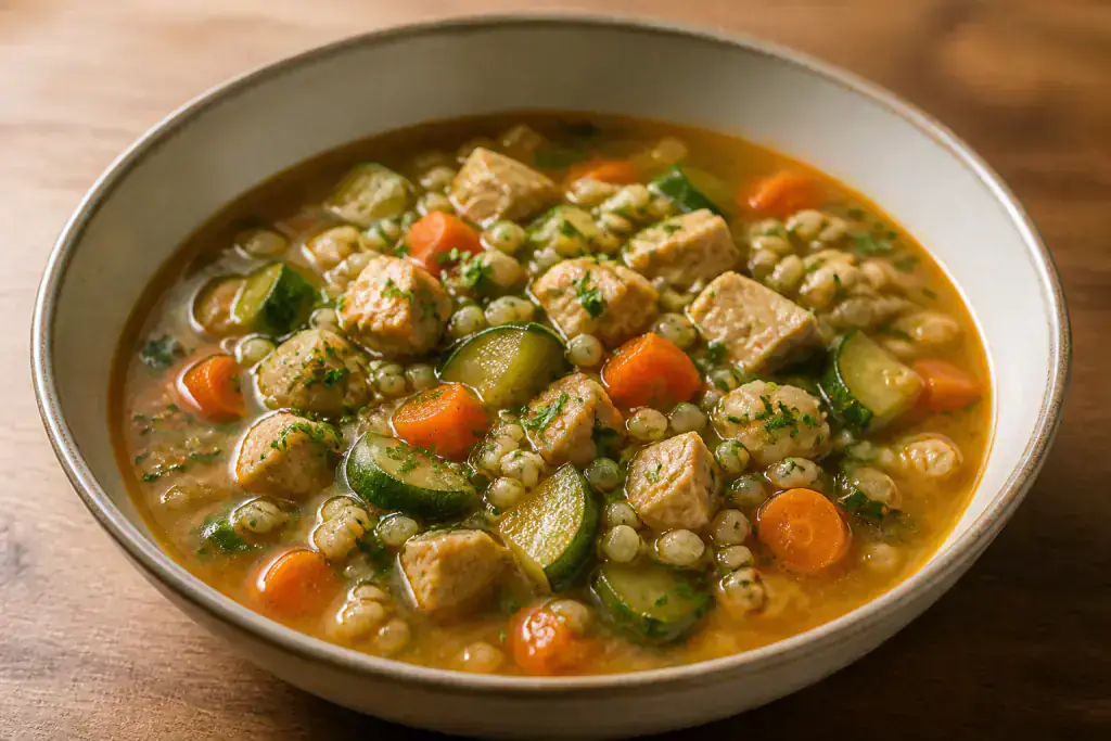 Moroccan Hypertension-Friendly Turkey Barley Vegetable Soup