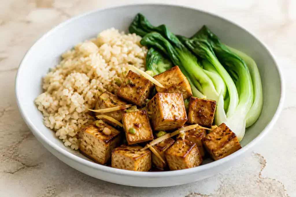 Nigerian Diabetes-Friendly Tofu Brown Rice Bok Choy Bowl