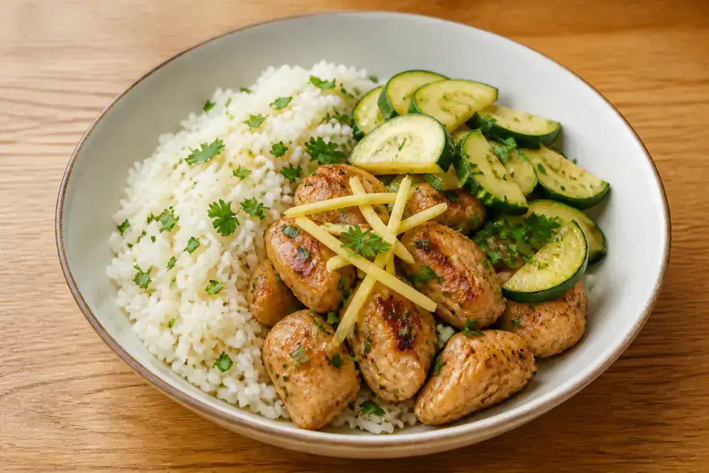 Nigerian GERD-Aware Chicken Rice Zucchini Bowl