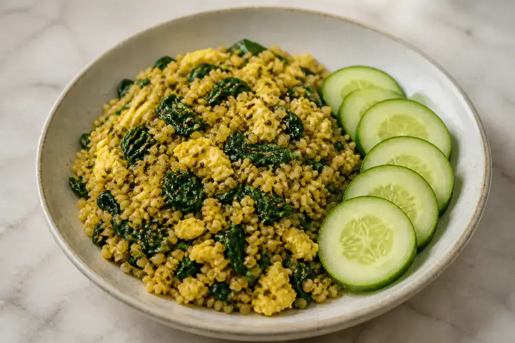Nigerian PCOS-Friendly Egg Millet Spinach Breakfast