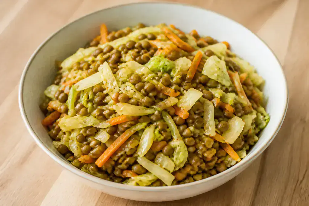 Nigerian Vegan Lentil Cabbage Carrot Bowl