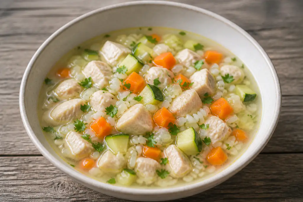 Norwegian-Inspired GERD-Aware Chicken Rice Carrot Soup