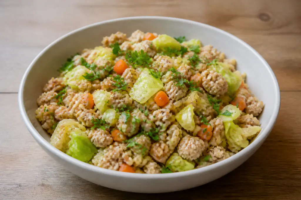 Norwegian-Inspired Hypertension-Friendly Turkey Brown Rice Cabbage Bowl