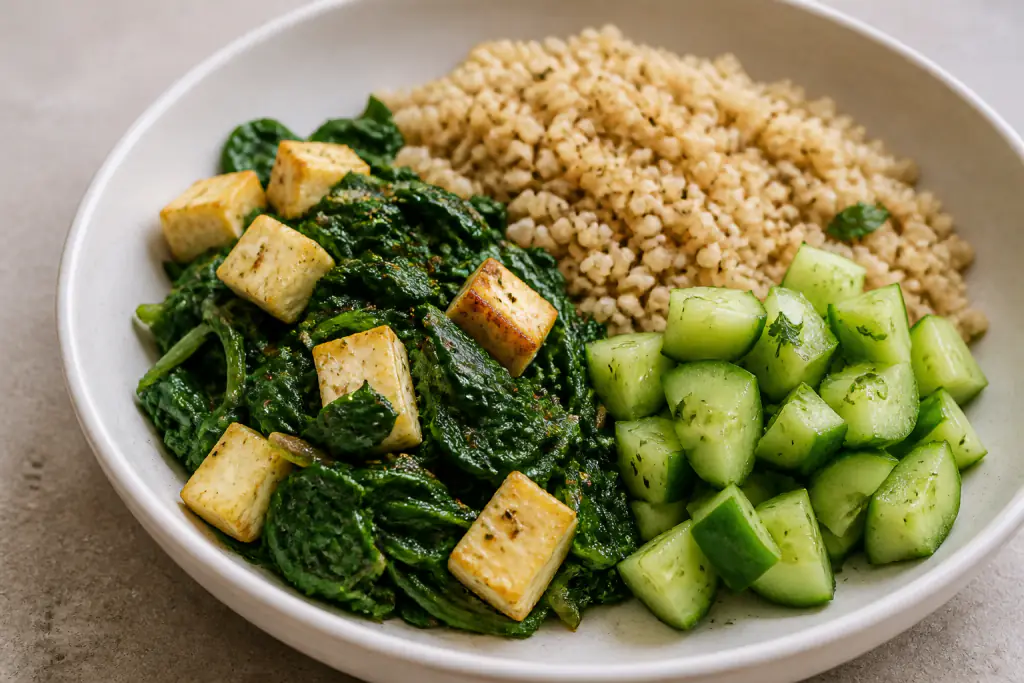Norwegian-Inspired PCOS-Friendly Paneer Millet Spinach Plate