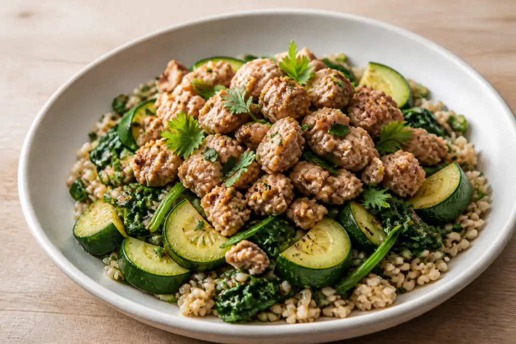 Oaxacan-Inspired Fatty-Liver-Caution Turkey Brown Rice Greens Bowl