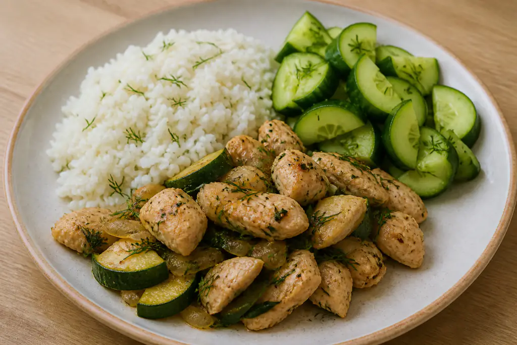 Oaxacan-Inspired Kidney-Caution Chicken Rice Cucumber Plate