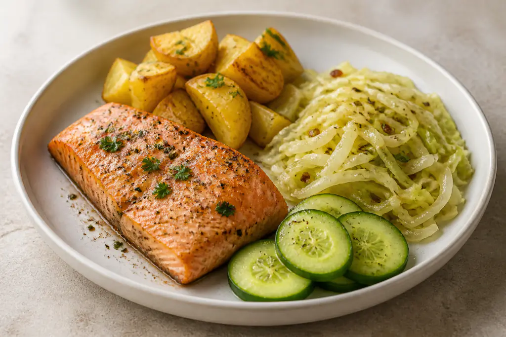 Omani-Inspired Heart-Healthy Salmon Potato Cabbage Plate