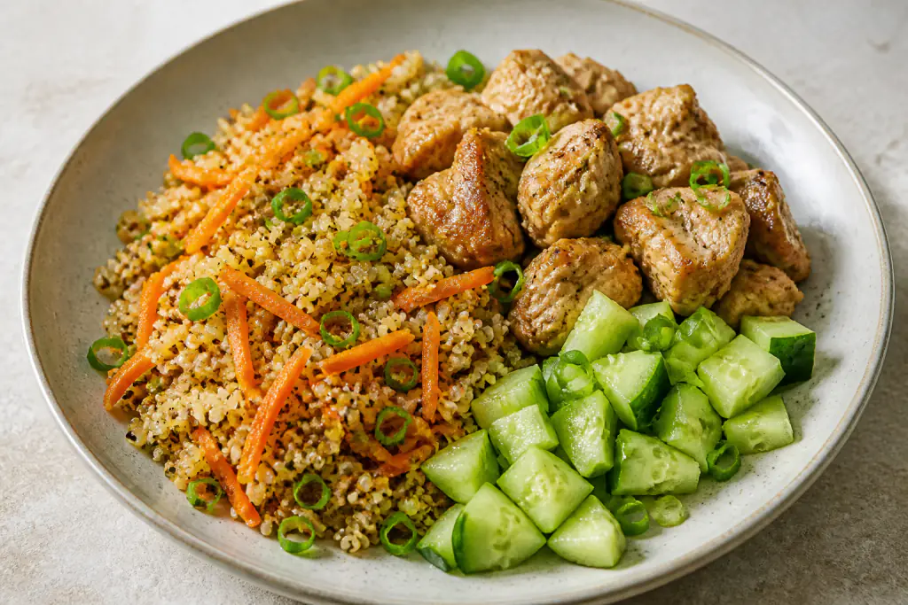 Omani-Inspired Low-FODMAP-Style Turkey Quinoa Carrot Plate