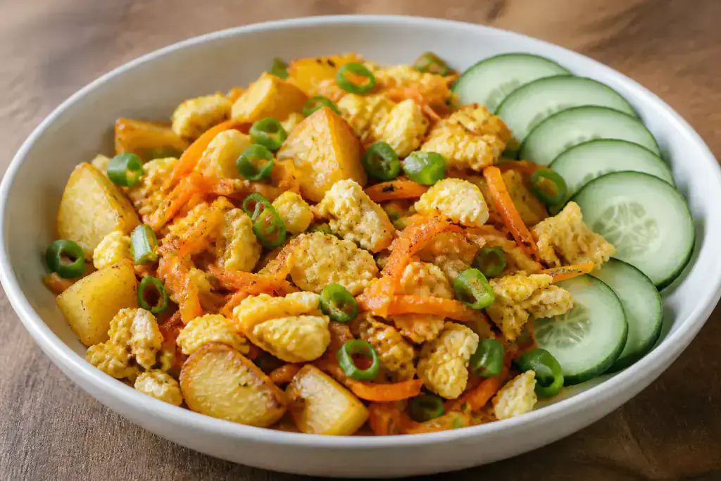 Pakistani Low-FODMAP-Style Egg Potato Carrot Bowl