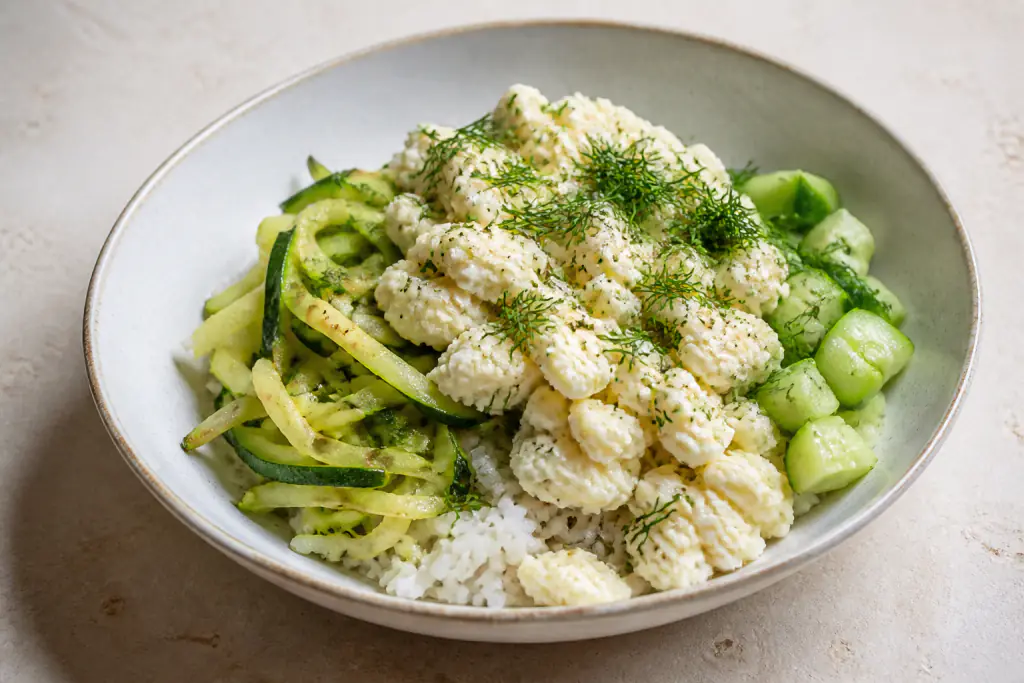 Palestinian-Inspired Kidney-Caution Egg White Rice Zucchini Bowl
