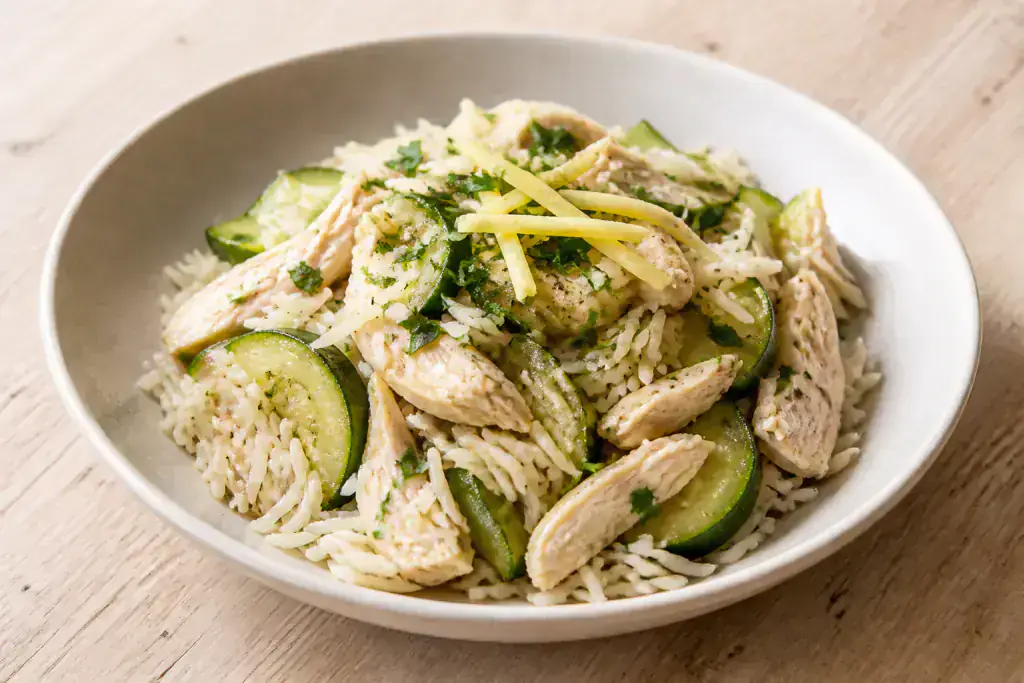Persian GERD-Aware Chicken Rice Zucchini Bowl