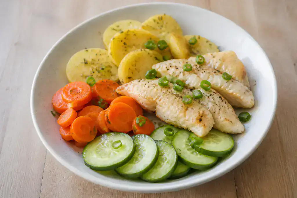 Persian Low-FODMAP-Style Fish Potato Carrot Bowl